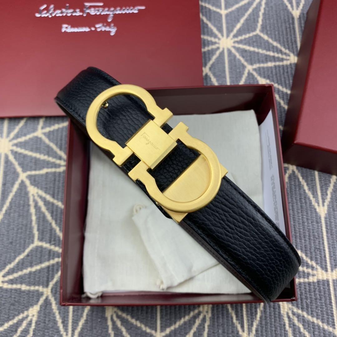 Black Ferragamo Gold buckle belt ASS02087