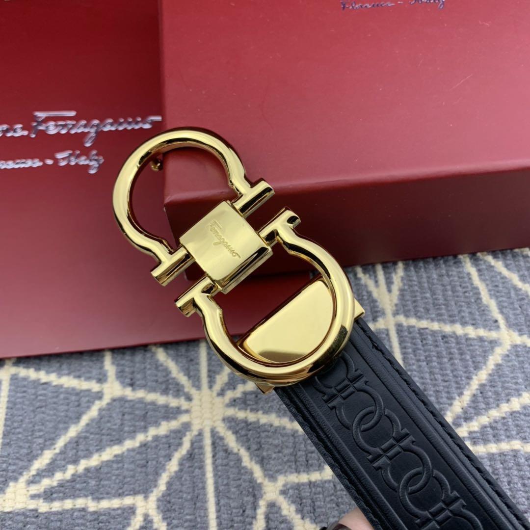 Black Ferragamo Gold buckle belt ASS02086