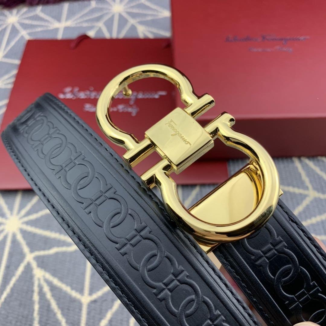 Black Ferragamo Gold buckle belt ASS02086