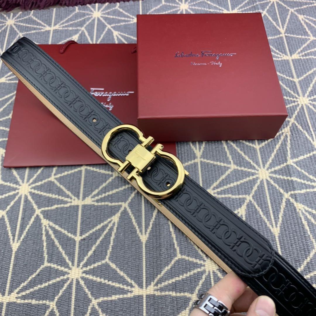 Black Ferragamo Gold buckle belt ASS02086