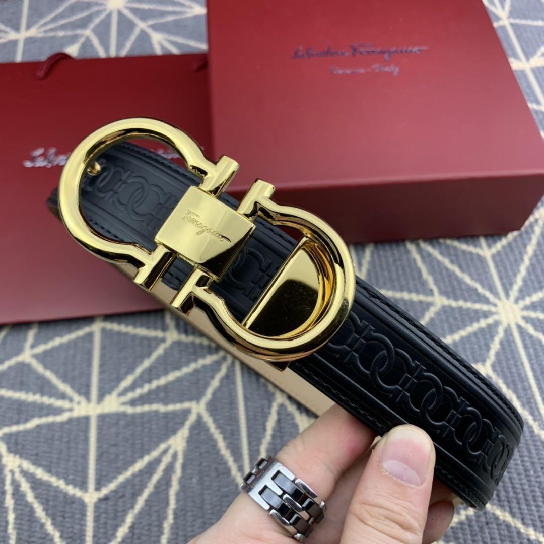 Black Ferragamo Gold buckle belt ASS02086