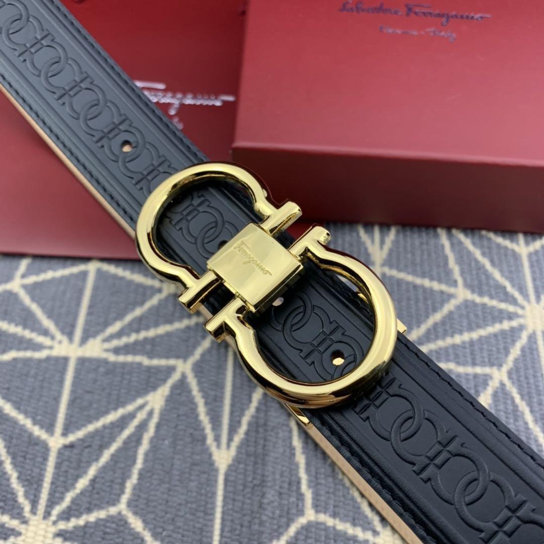 Black Ferragamo Gold buckle belt ASS02086