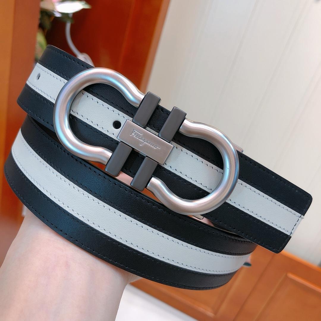 Black & white leather Ferragamo belt ASS02100