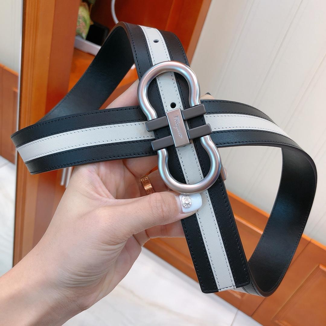 Black & white leather Ferragamo belt ASS02100