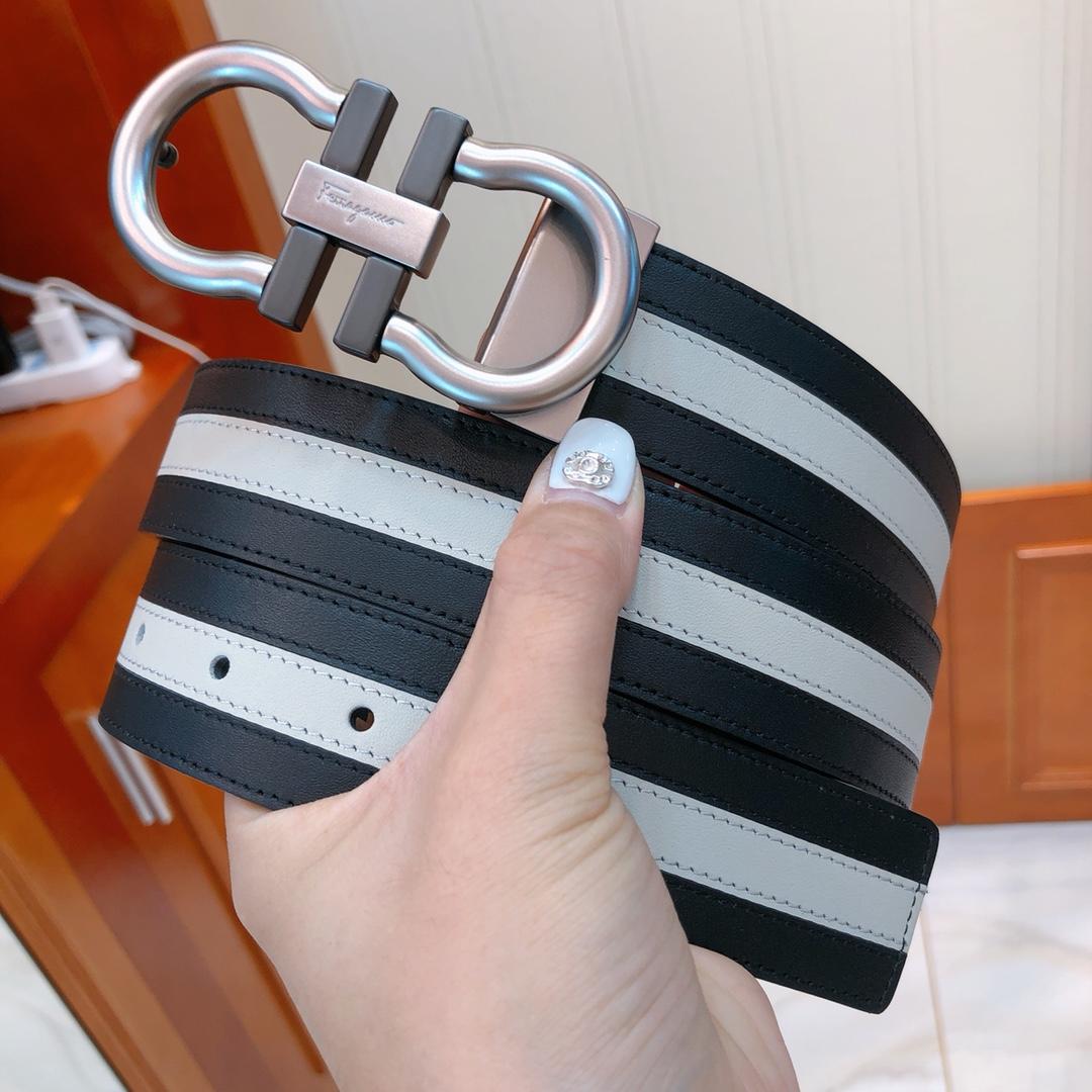 Black & white leather Ferragamo belt ASS02100