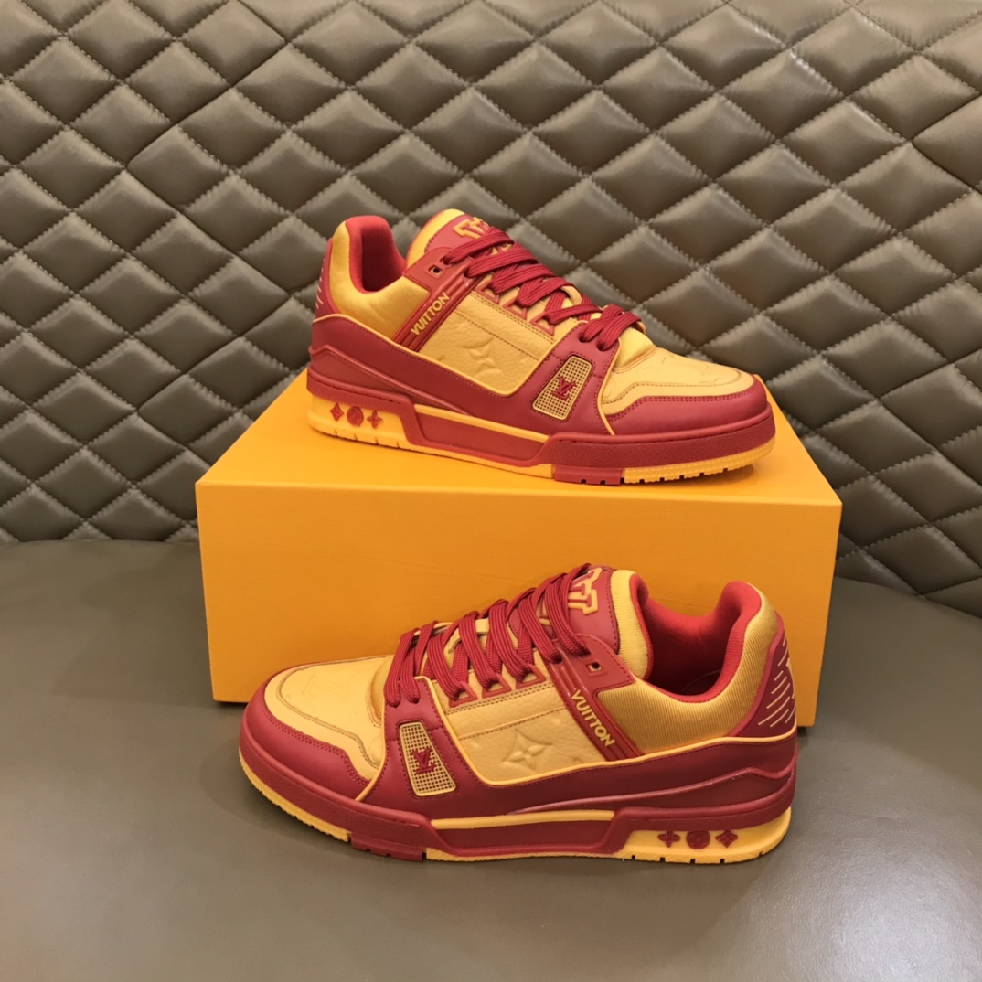 lv Sneaker Trainer in Yellow with Red