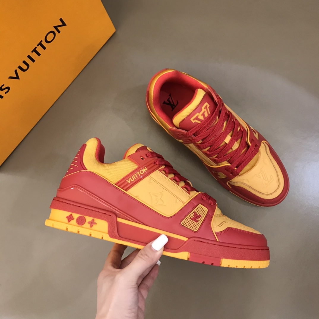 lv Sneaker Trainer in Yellow with Red