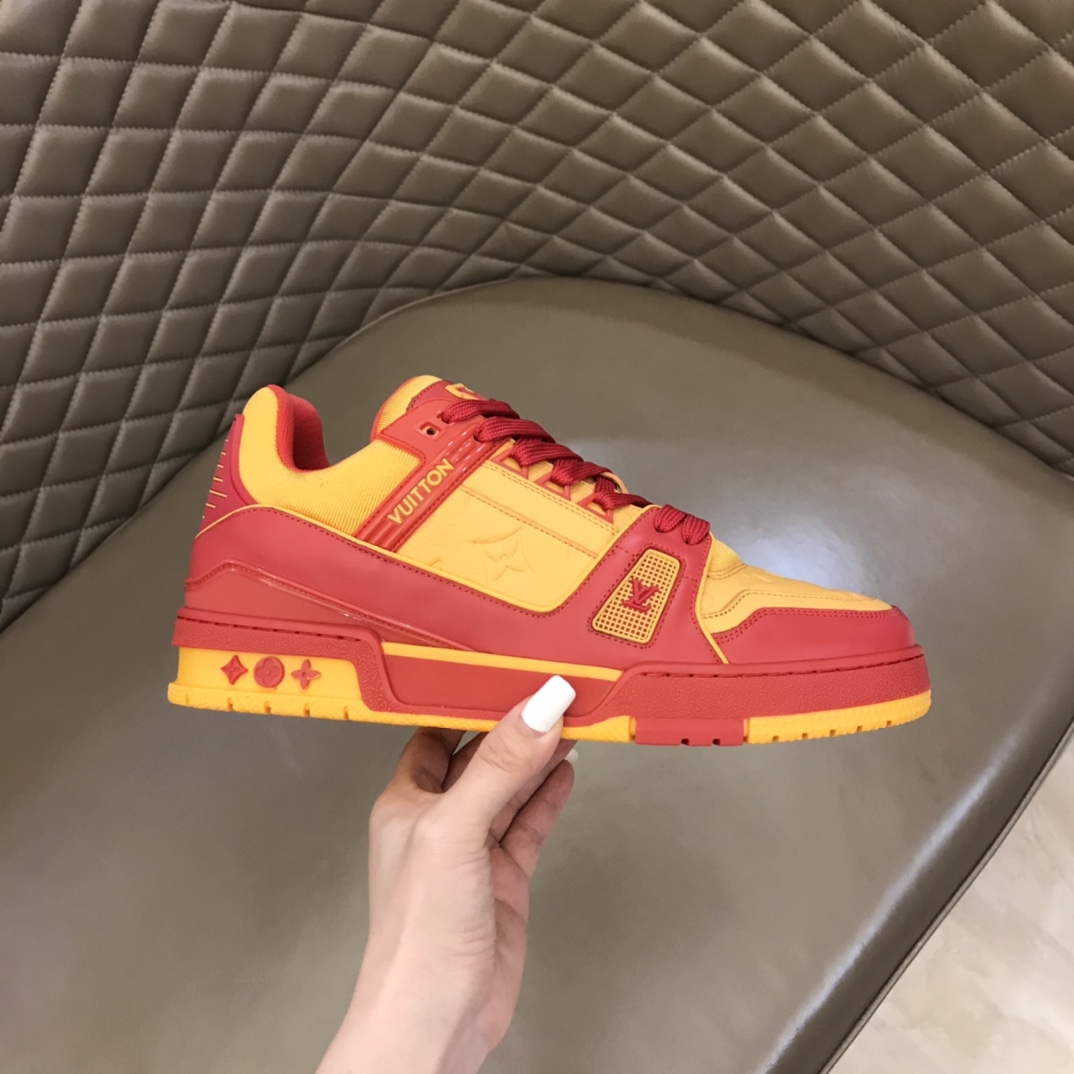 lv Sneaker Trainer in Yellow with Red