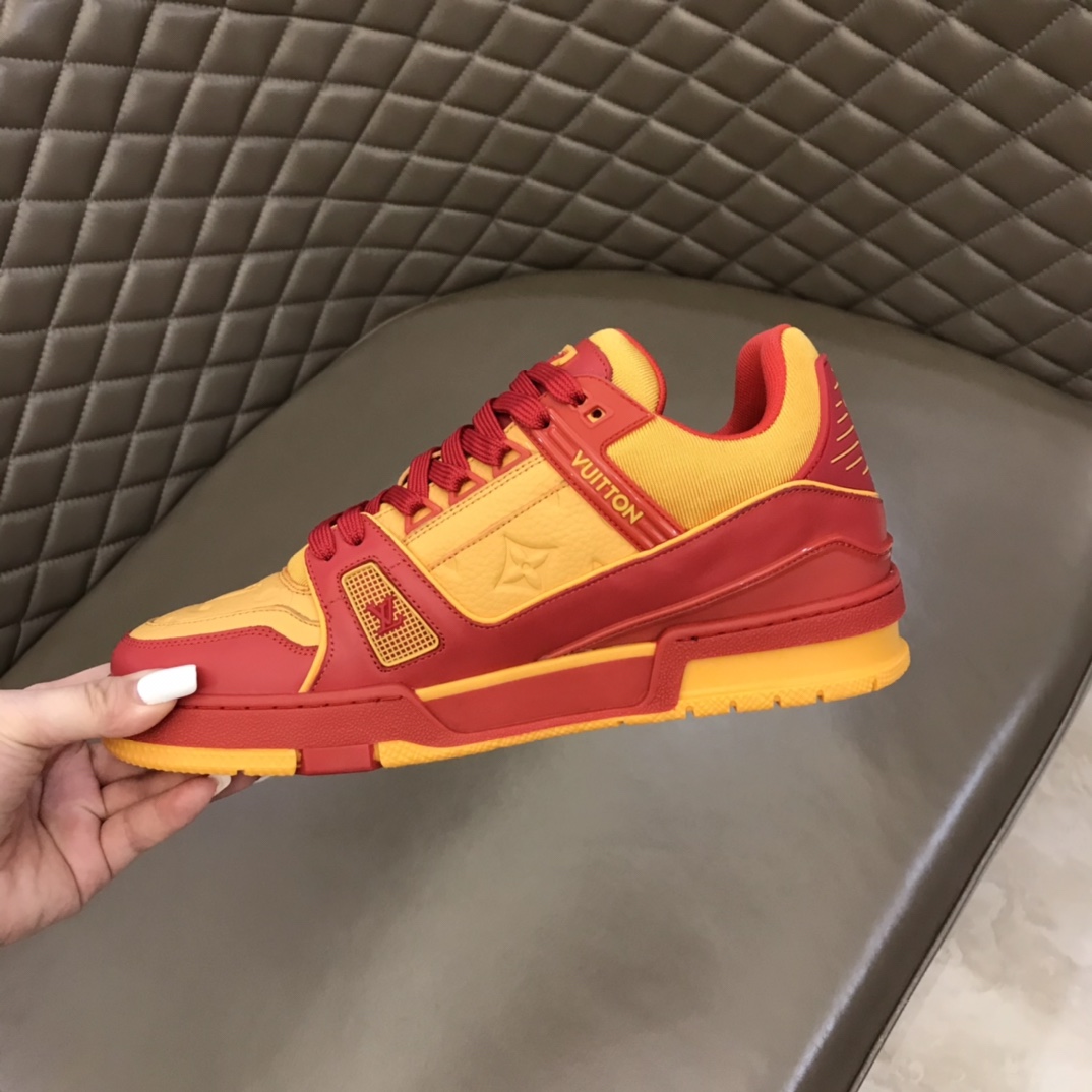 lv Sneaker Trainer in Yellow with Red