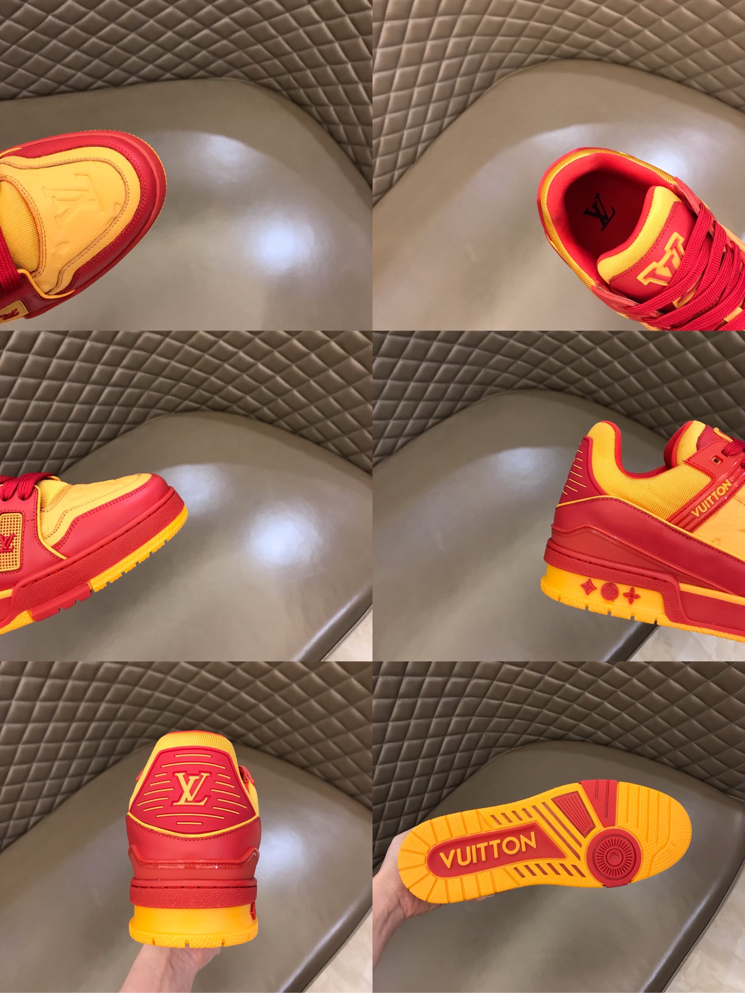 lv Sneaker Trainer in Yellow with Red