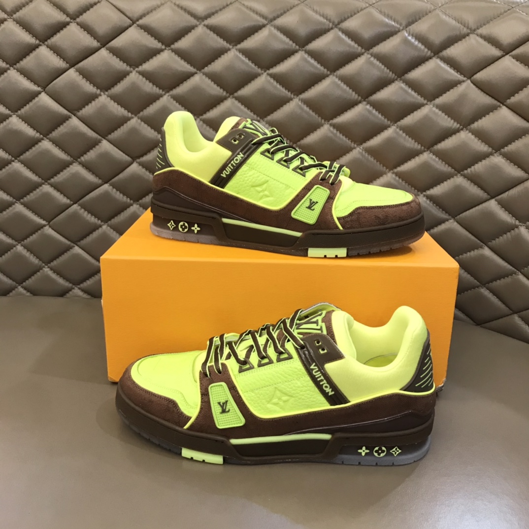 lv Sneaker Trainer in Green with Brown