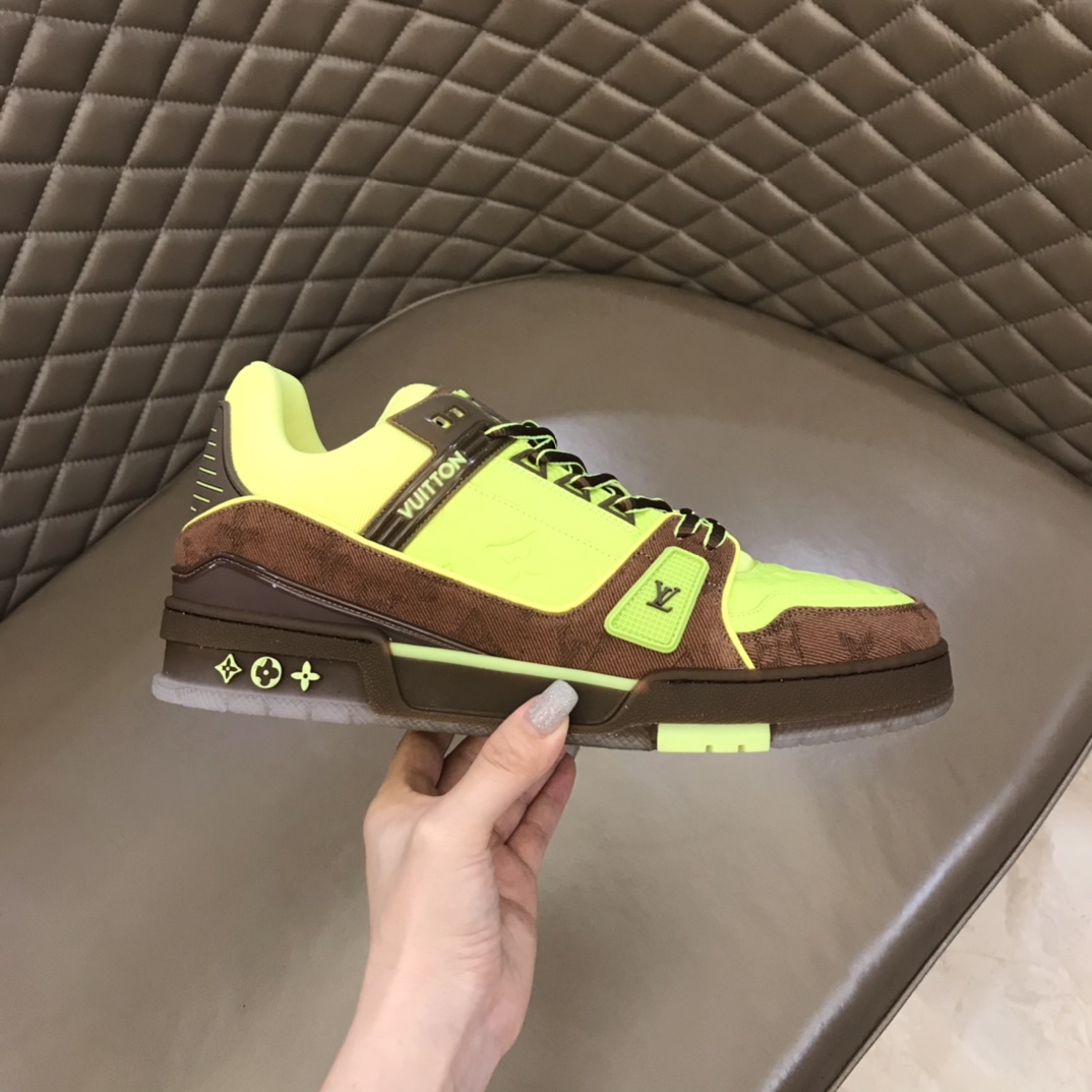 lv Sneaker Trainer in Green with Brown