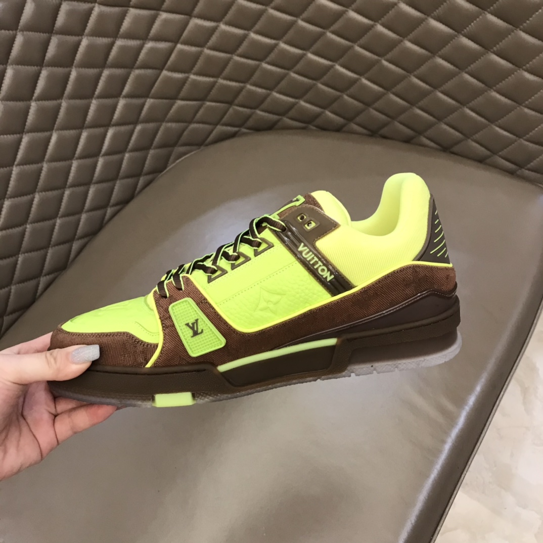 lv Sneaker Trainer in Green with Brown