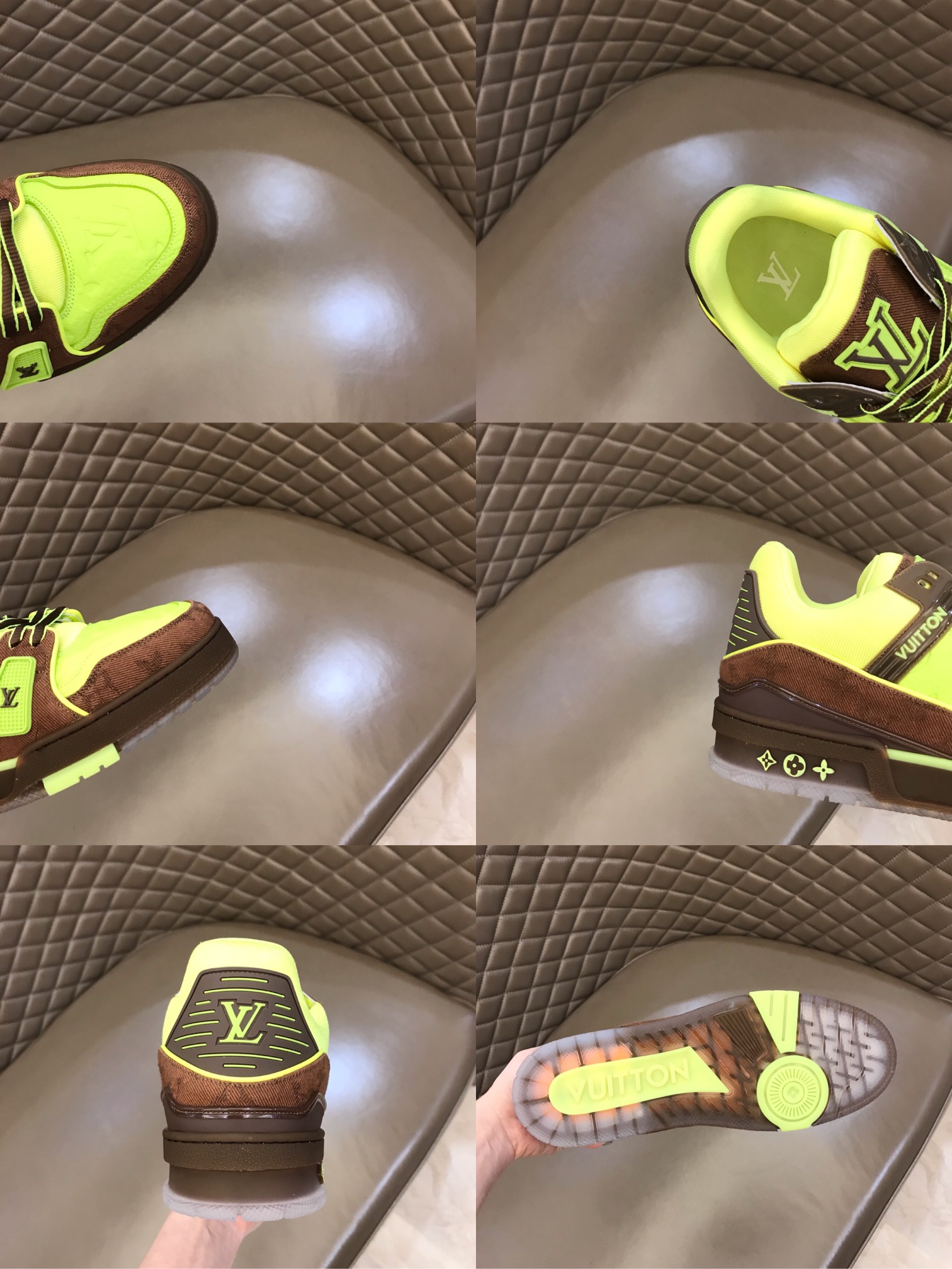 lv Sneaker Trainer in Green with Brown