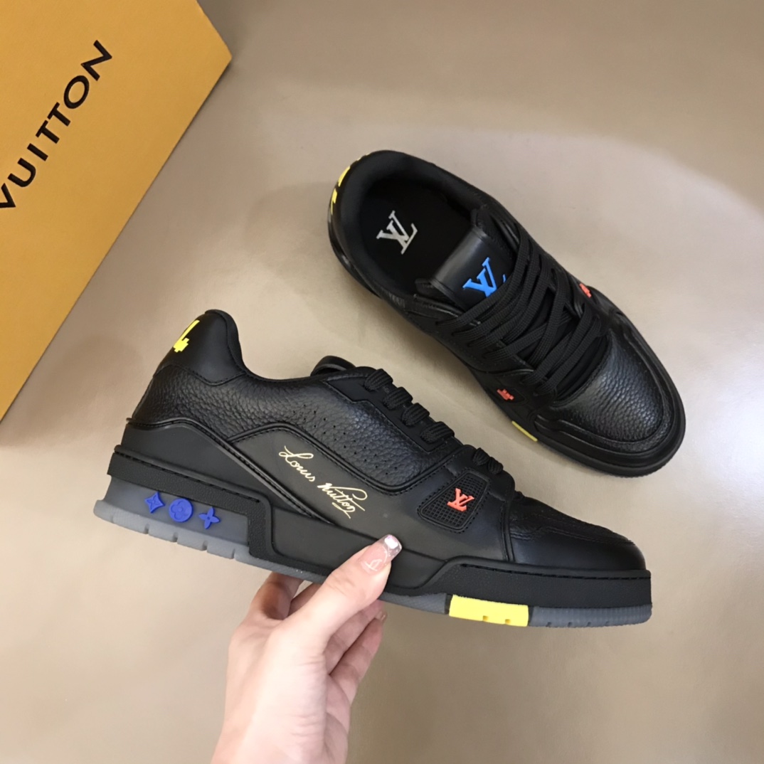 lv Sneaker Trainer in Black with Blue