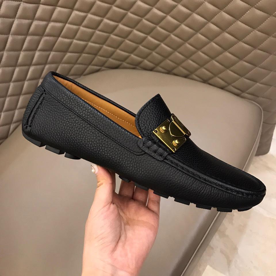 lv Arizona Moccasin Black Loafers With Golden Buckle MS02796