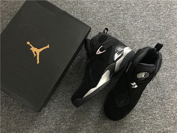High Quality Air Jordan 8 Retro Black/Chrome Men Sneaker BF3B222DC189
