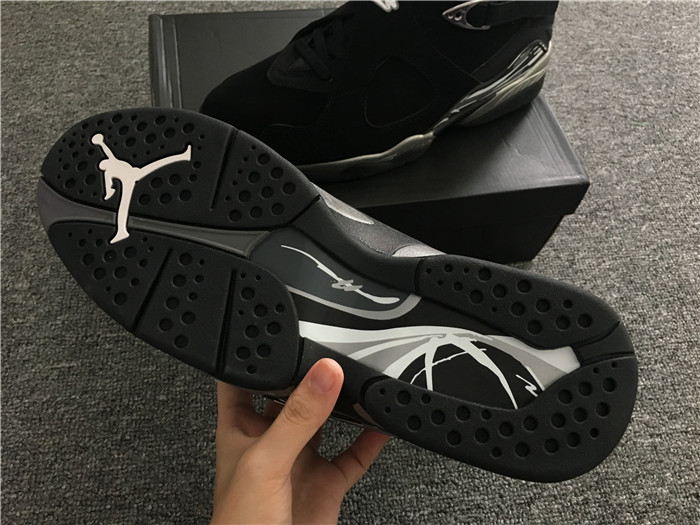 High Quality Air Jordan 8 Retro Black/Chrome Men Sneaker BF3B222DC189