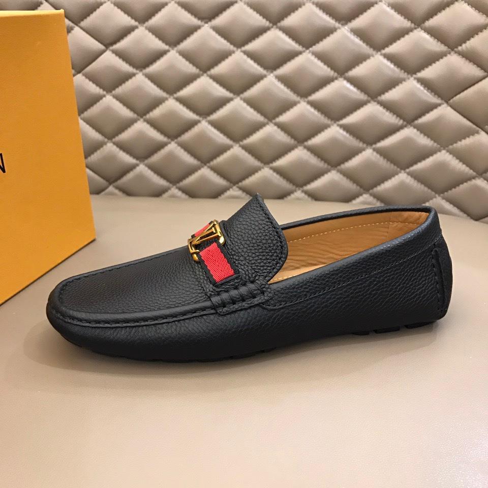 lv Arizona Moccasin Black Loafers With Golden Buckle MS02789