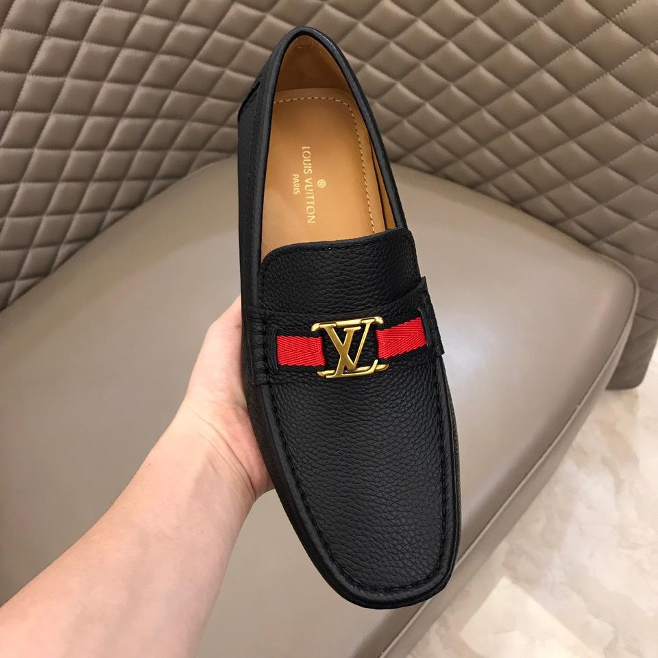 lv Arizona Moccasin Black Loafers With Golden Buckle MS02789