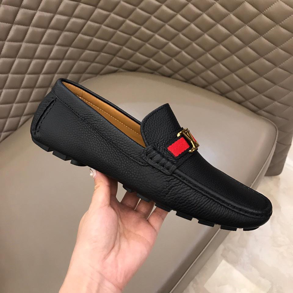 lv Arizona Moccasin Black Loafers With Golden Buckle MS02789