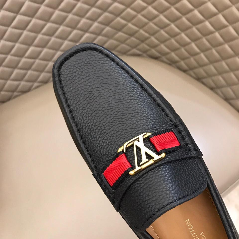 lv Arizona Moccasin Black Loafers With Golden Buckle MS02789