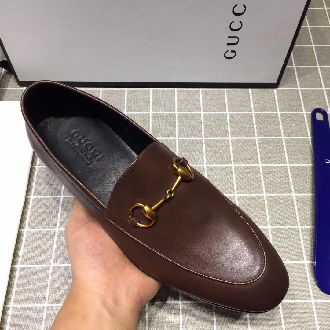 Gucci Brown Perfect Quality Loafers With Golden Buckle MS07580
