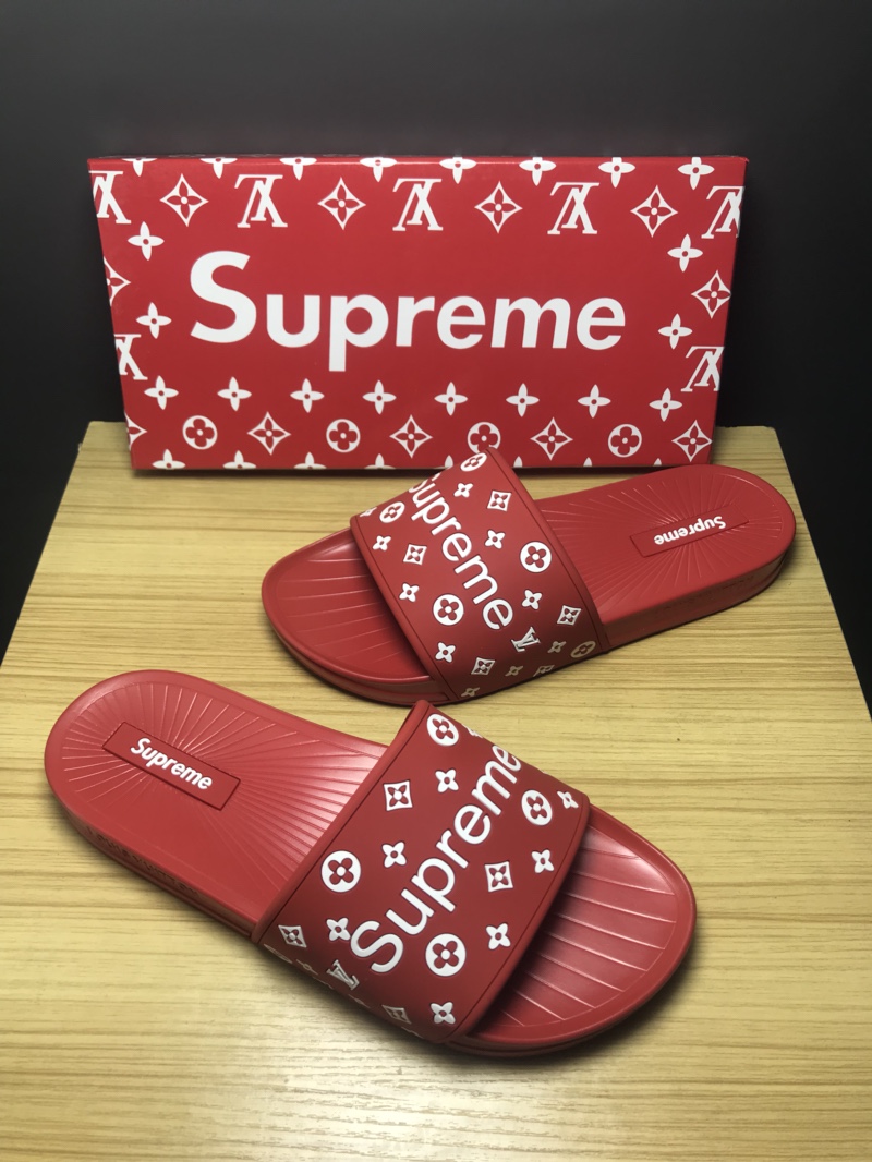 High Quality lv x Supreme red slide sandal GO_LV017