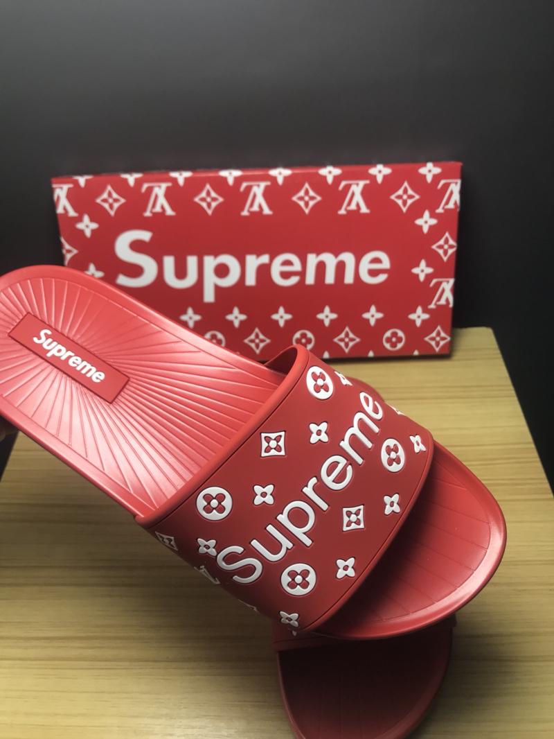 High Quality lv x Supreme red slide sandal GO_LV017