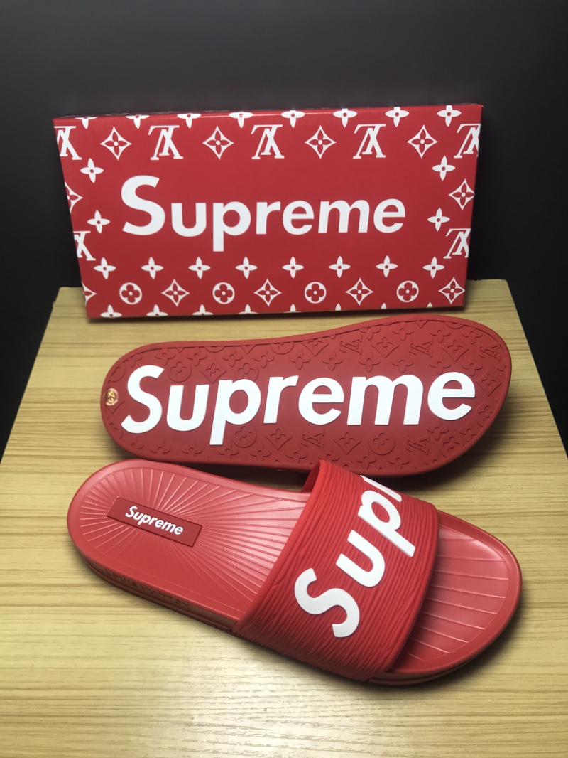 High Quality lv x Supreme red slide sandal GO_LV014