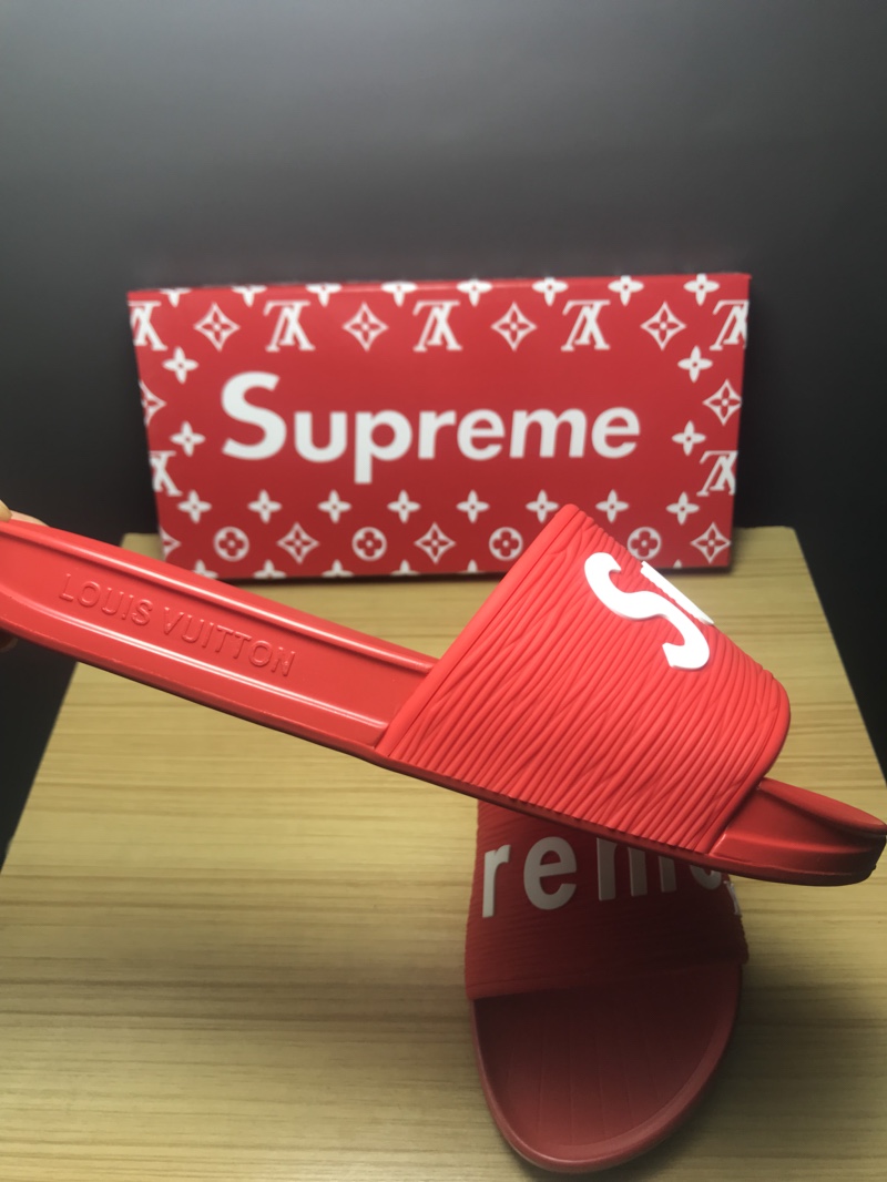 High Quality lv x Supreme red slide sandal GO_LV014