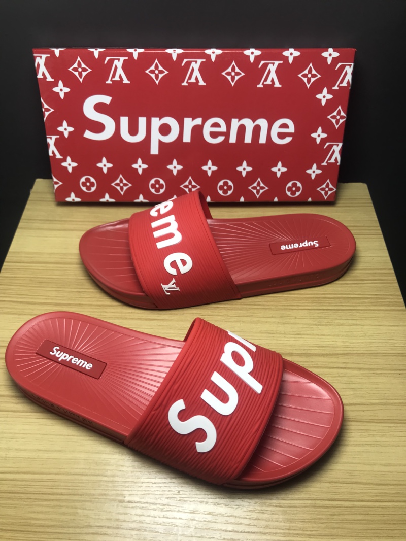 High Quality lv x Supreme red slide sandal GO_LV014