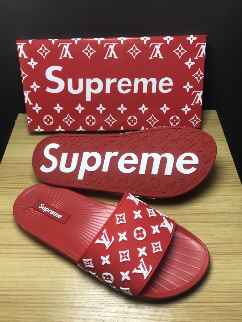 High Quality lv x Supreme red slide sandal GO_LV012