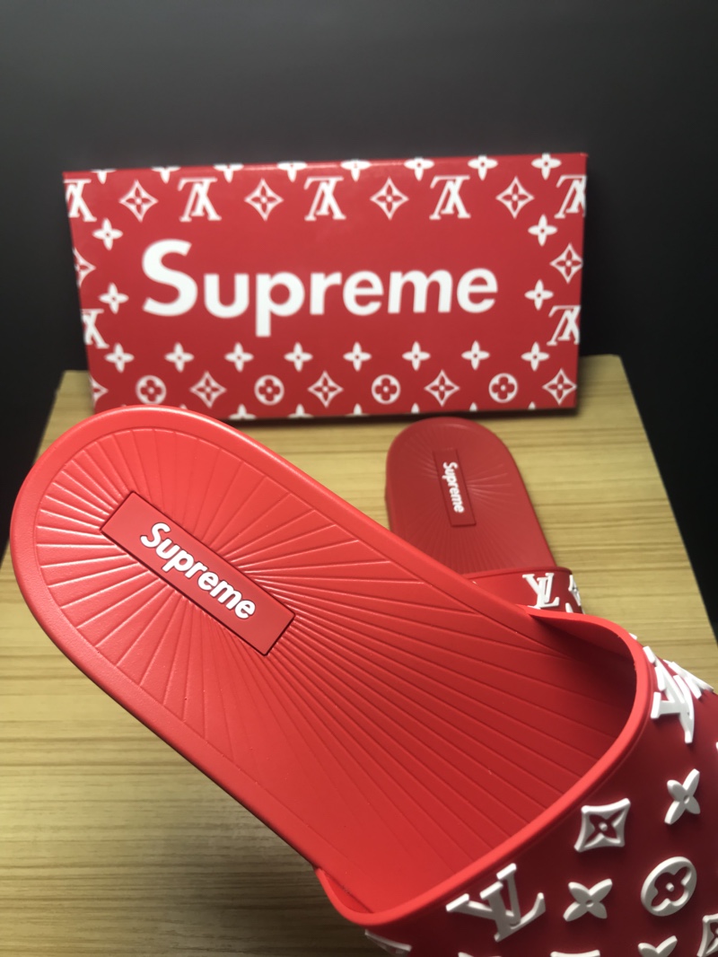 High Quality lv x Supreme red slide sandal GO_LV012