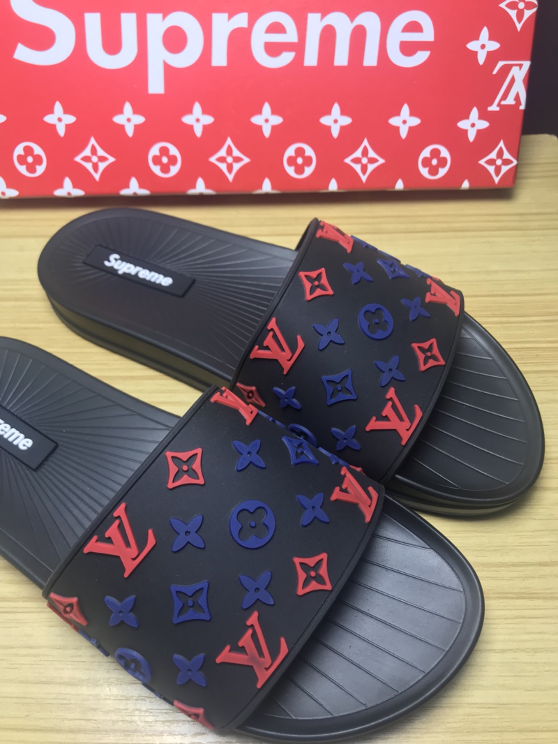 High Quality lv x Supreme black slide sandal GO_LV021