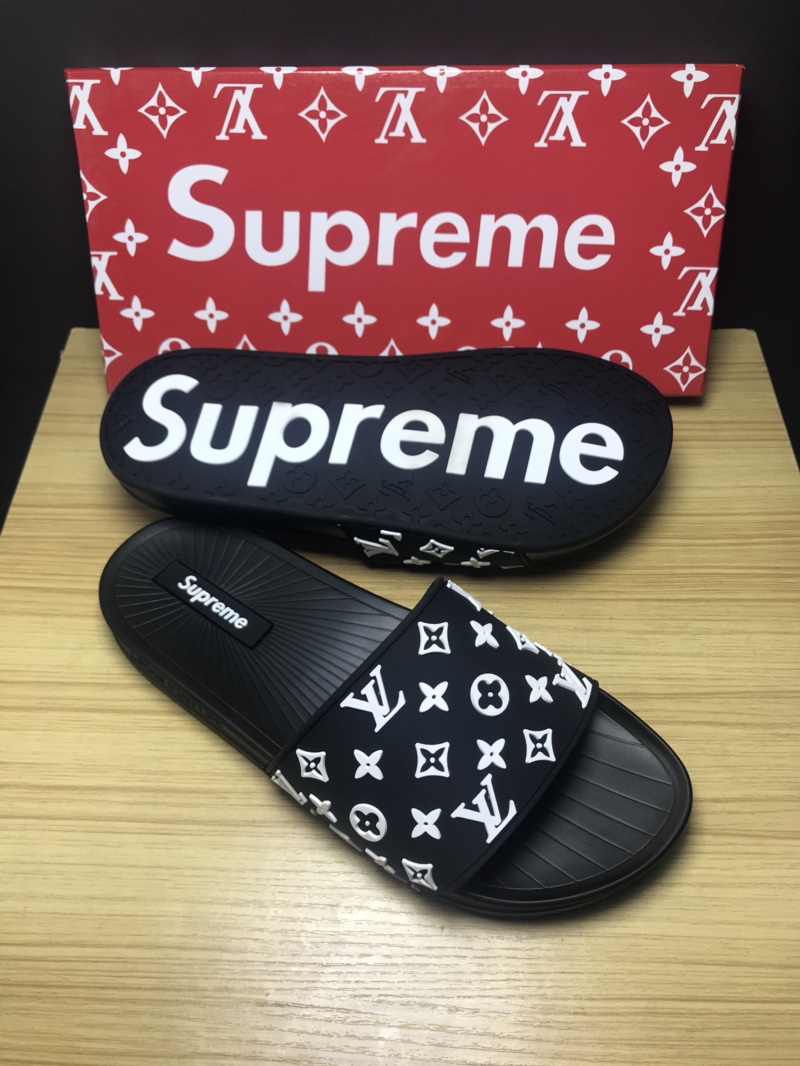 High Quality lv x Supreme black slide sandal GO_LV020