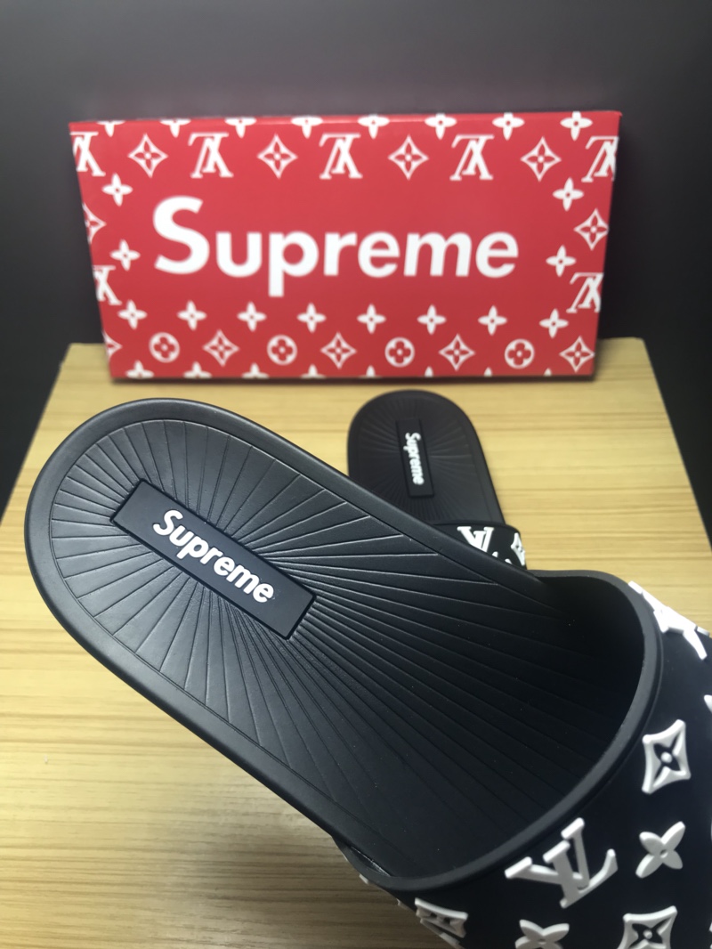 High Quality lv x Supreme black slide sandal GO_LV020