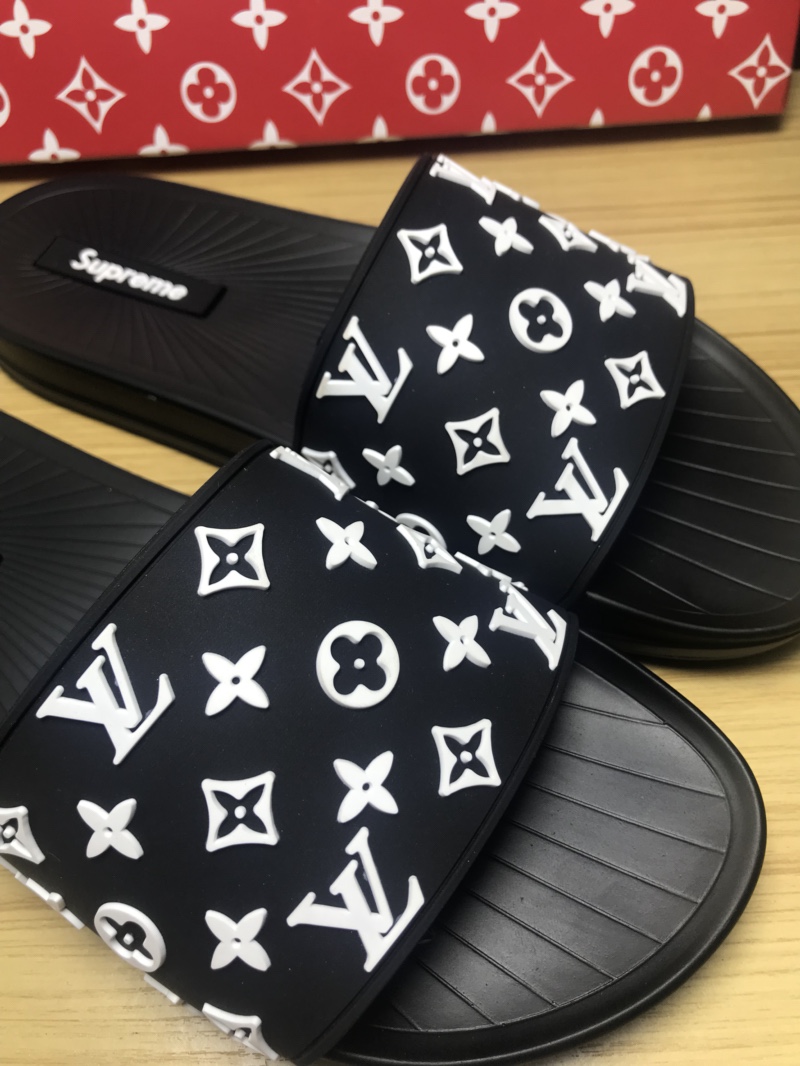 High Quality lv x Supreme black slide sandal GO_LV020