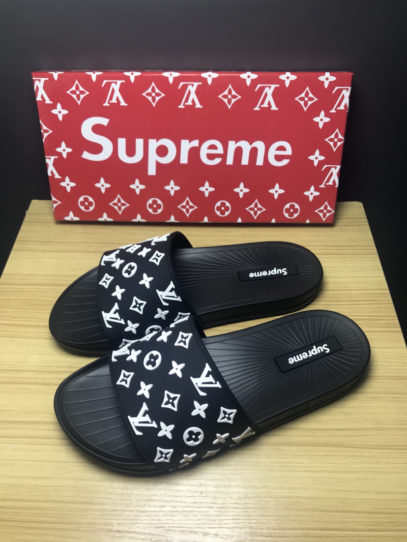 High Quality lv x Supreme black slide sandal GO_LV020