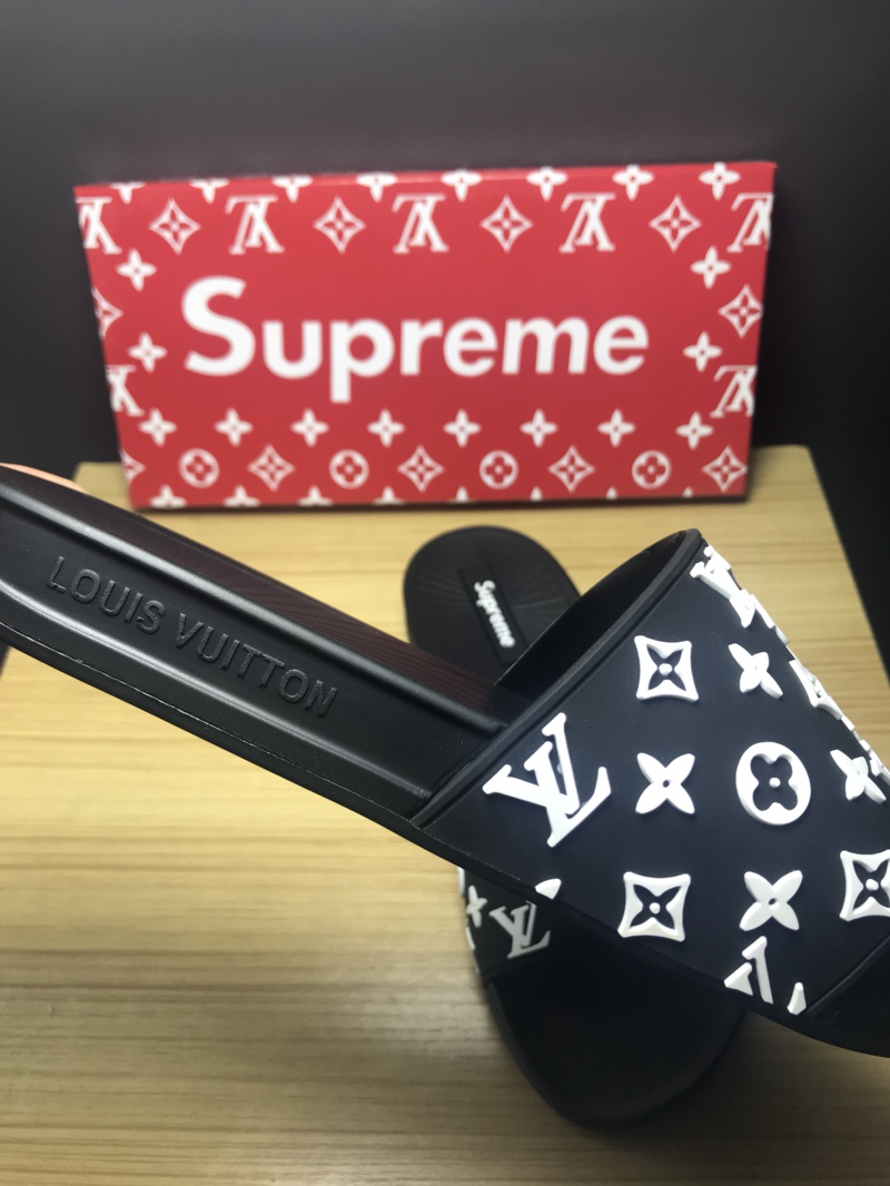 High Quality lv x Supreme black slide sandal GO_LV020