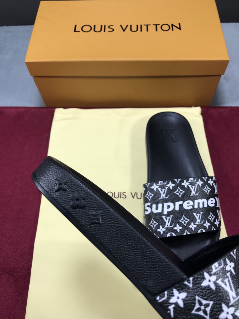 High Quality lv x Supreme black slide sandal GO_LV019