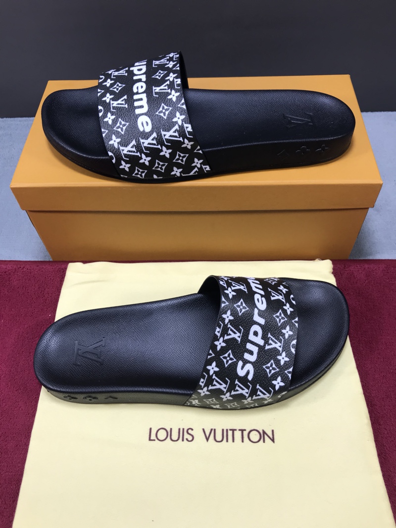 High Quality lv x Supreme black slide sandal GO_LV019