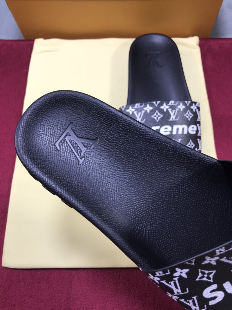 High Quality lv x Supreme black slide sandal GO_LV019