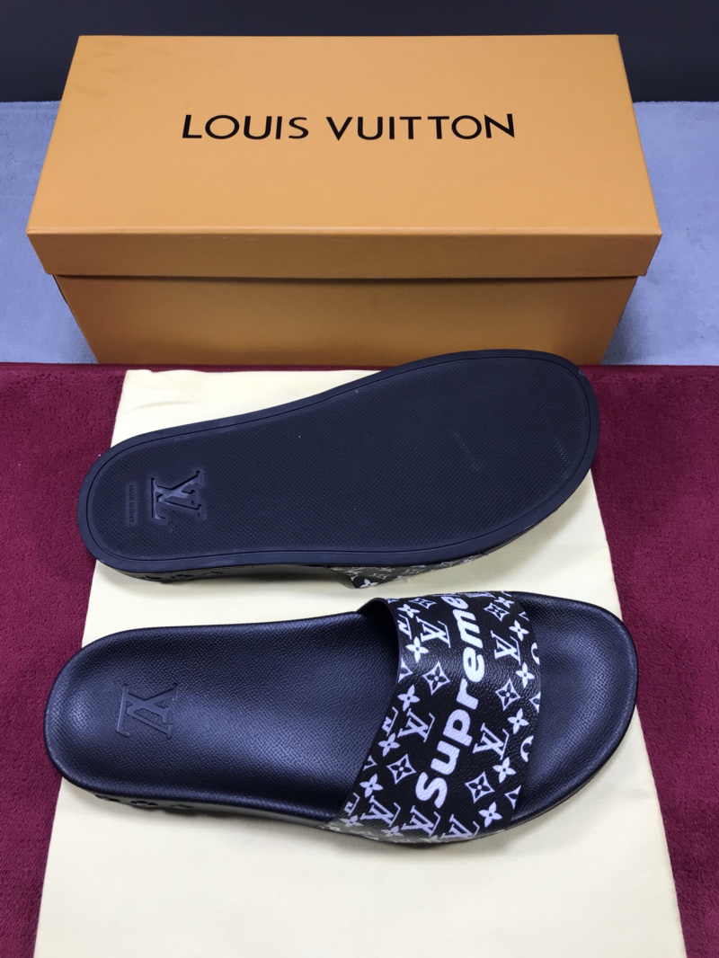 High Quality lv x Supreme black slide sandal GO_LV019