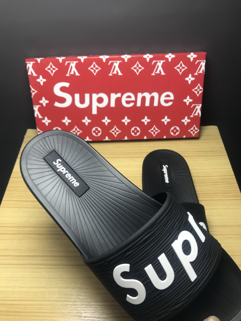 High Quality lv x Supreme black slide sandal GO_LV016