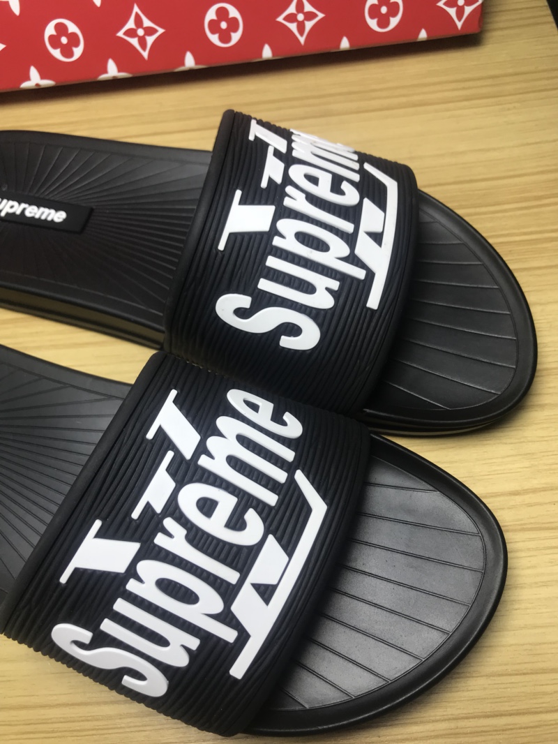 High Quality lv x Supreme black slide sandal GO_LV015
