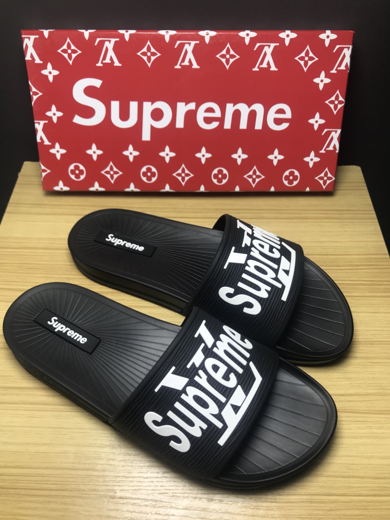 High Quality lv x Supreme black slide sandal GO_LV015