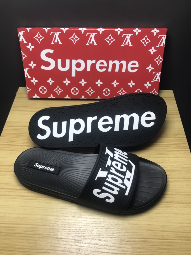 High Quality lv x Supreme black slide sandal GO_LV015