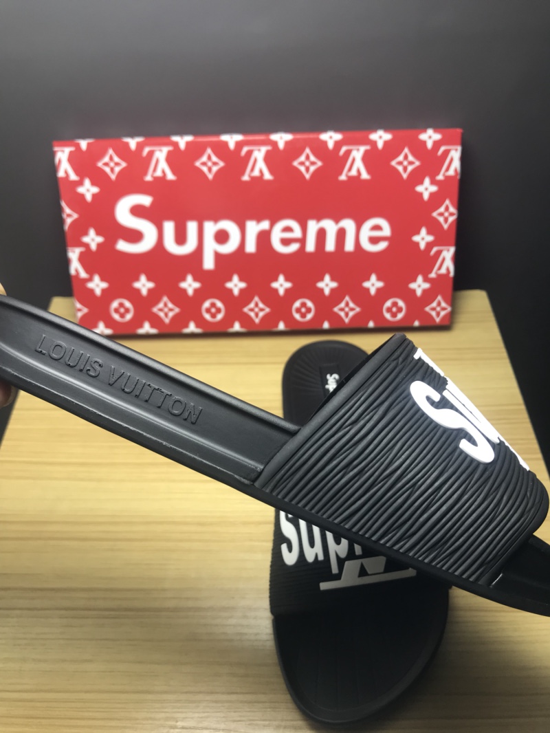 High Quality lv x Supreme black slide sandal GO_LV015