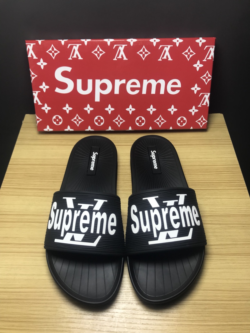 High Quality lv x Supreme black slide sandal GO_LV015